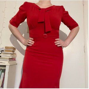 Stop Staring! by Alicia Estrada Red Pin Up Midi Dress Size 1X